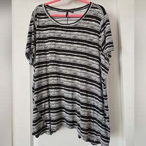 New Directions black and white stripe top 3X